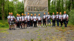 all of our zipliners before they climb the tower