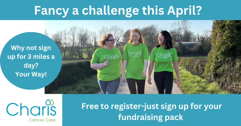 A picture of 3 women walking in the countryside together wearing Charis t-shirts